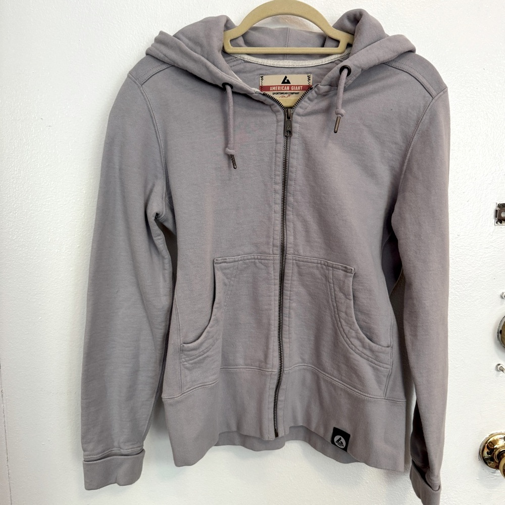 American Giant Classic Full Zip Hoodie Size Small - light gray/lavender color